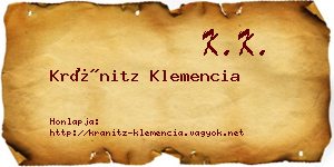 Kránitz Klemencia névjegykártya